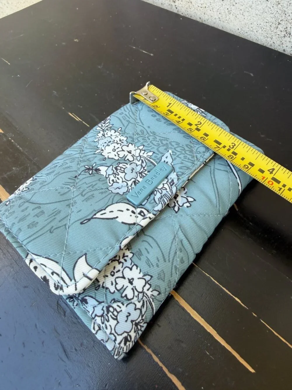 Vera Bradley RFID Riley Compact Tri Fold Wallet Tiger Lily Blue Oar